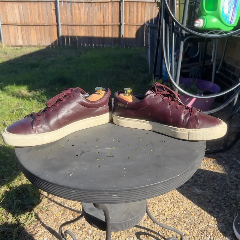 Sandro Paris leather sneakers Hermes red brown white soles 10.5 us - Picture 3 of 9